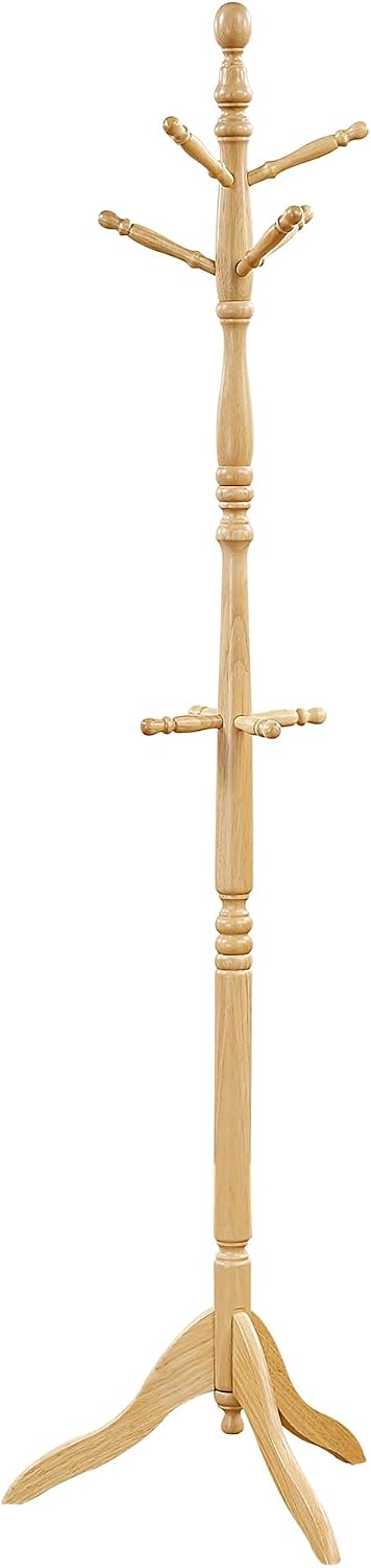 Lexicon Wooden Coat Rack Stand, 3-Tier, 10 Hanging Hooks, Natural