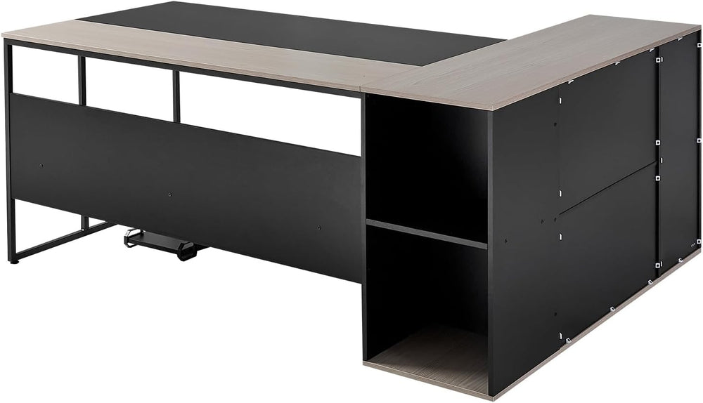 VEVOR 71" L-Shaped Executive Desk, Large Computer Desk with Drawers, Fil...