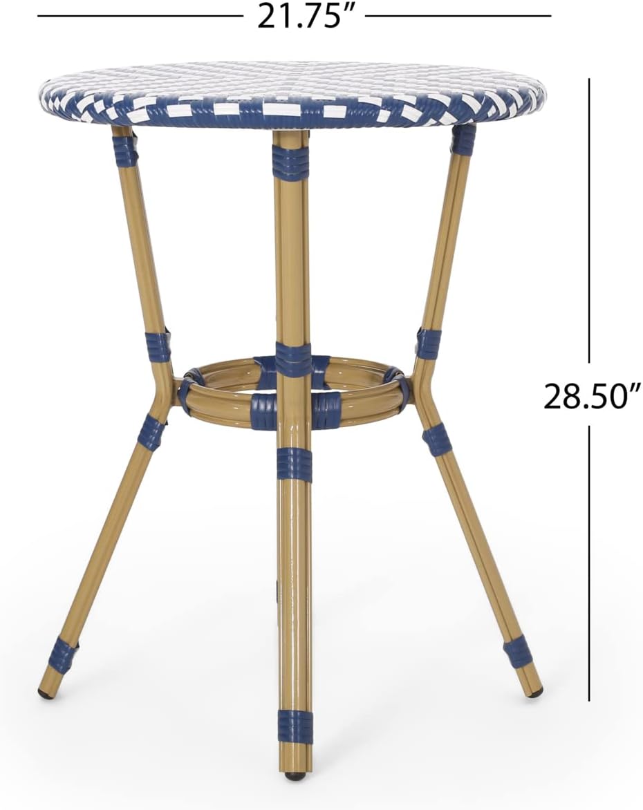 christopher knight home picardy bistro set, navy blue, side view