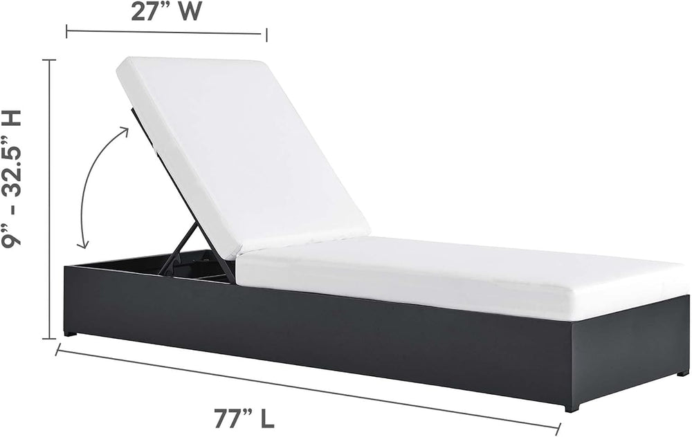 Modway Tahoe Aluminum Outdoor Chaise Lounge in Gray White with Weather-Resist...
