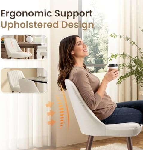 MALOL Dining Chairs Set of 4,Modern Fabric Kitchen Chairs with Back,Beige