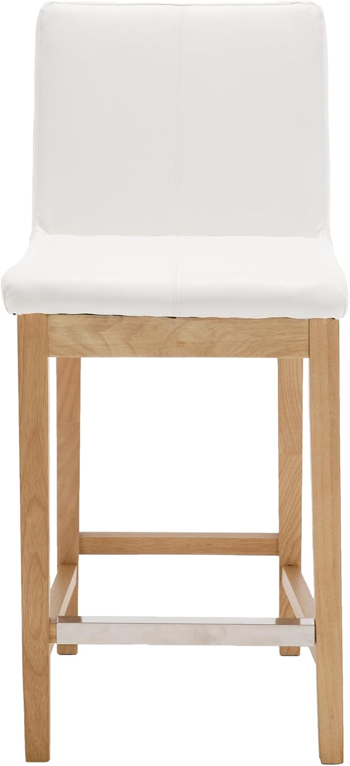 Counter Height Bar Stools Set of 4 Faux Leather Upholstered Kitchen Island St...