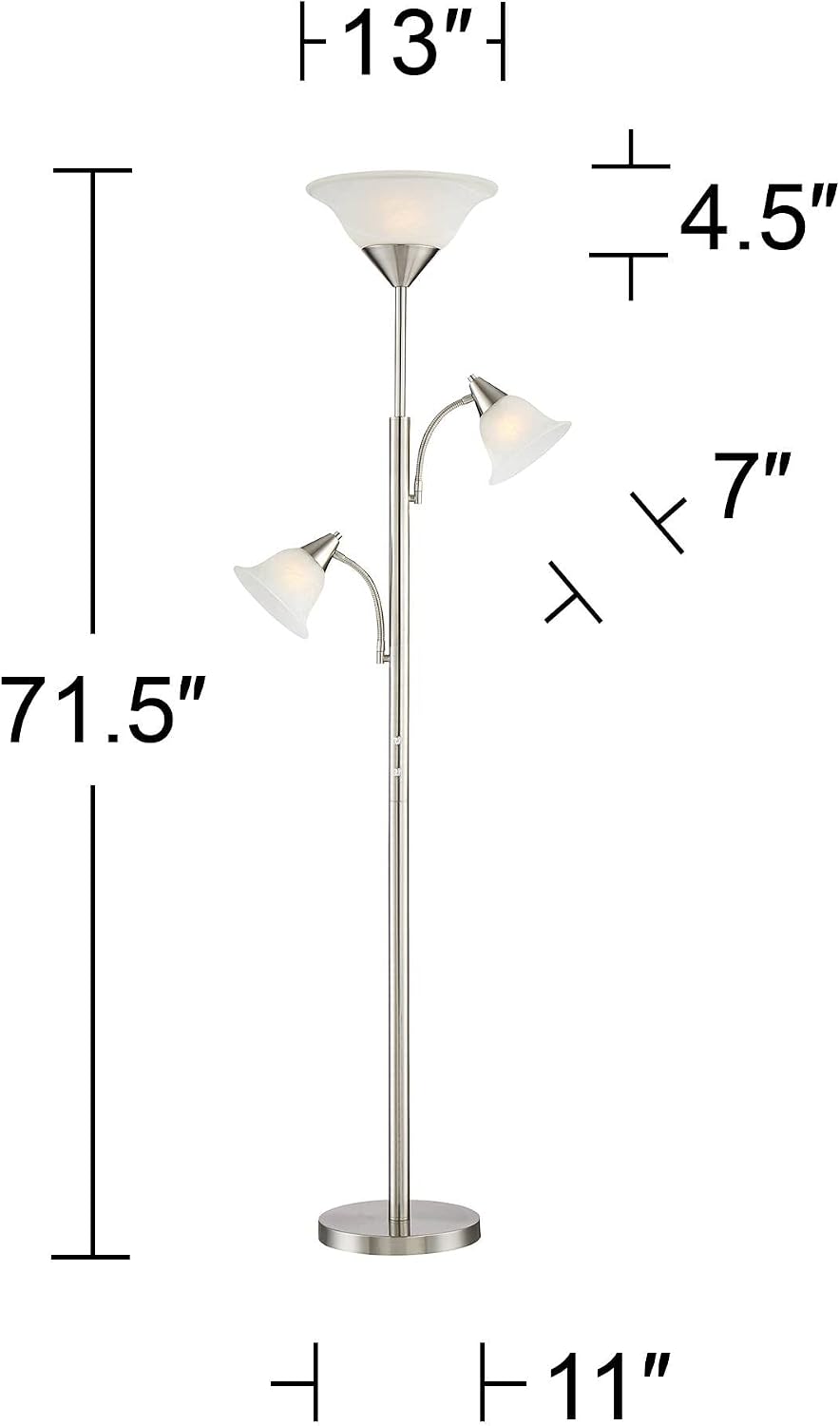 Riordan 71 1/2" Tall Nickel 3-Light Tree Torchiere Floor Lamp