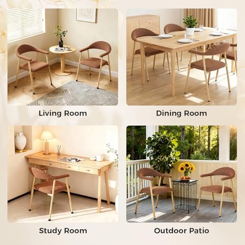 DUMOS Dining Chairs Set of 2, Linen Fabric Accent Chair with Curved Back