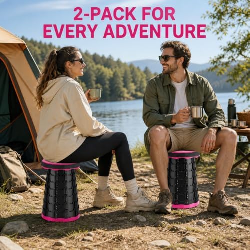 Doseno Upgraded Foldable Stool Thickened, Portable Collapsible Stool Retracta...
