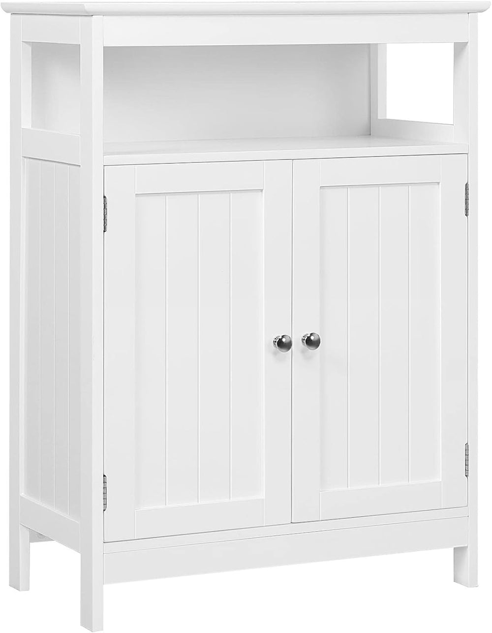 Yaheetech Small Bathroom Storage Cabinet with Double Beadboard Doors, White