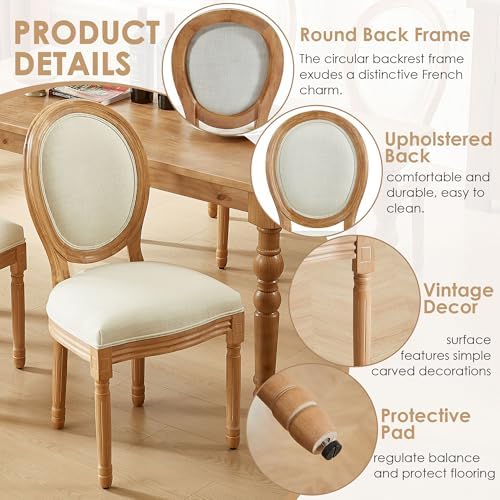 French Country Dining Chairs, Upholstered Dining Chairs Set of 4