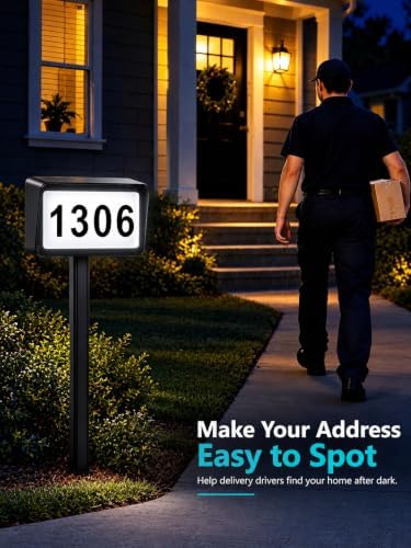 Brizled Smart Solar House Numbers, Light Up Address Signs for Outside Yard