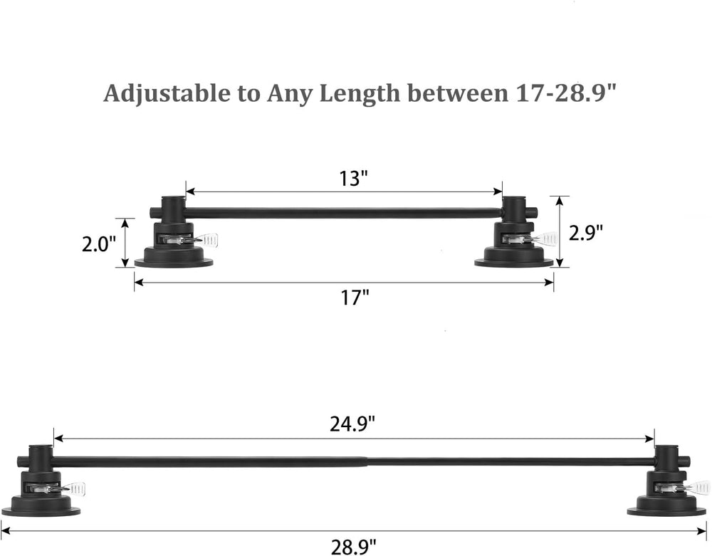 Sneatup Suction Cup Extendable 17-29" Stainless Steel Towel Bar (Matte B...