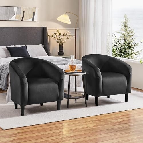 Yaheetech Compact Velvet Accent Chairs Set of 2 for Small Spaces, Black