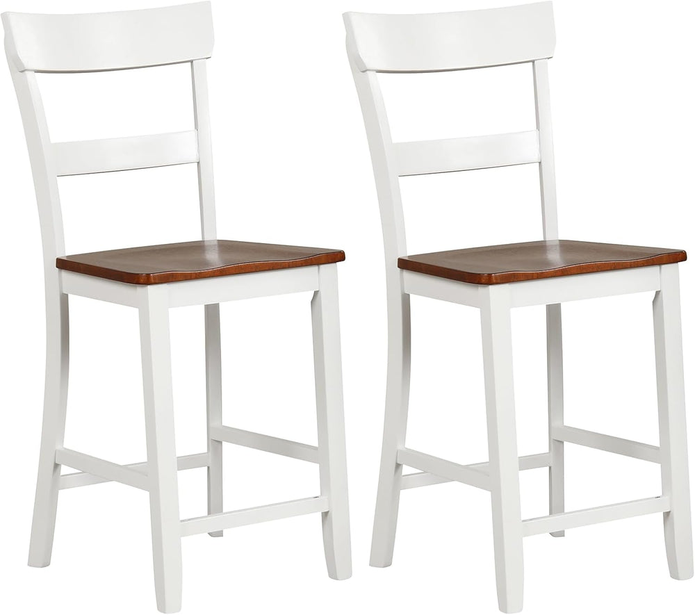 GIANTEX Wooden Bar Stools Counter Height Set of 2, 24.5" Farmhouse Wood ...