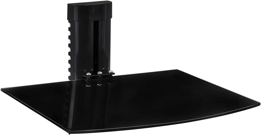 Mount-It! Floating TV Shelf, Tempered Glass, Aluminum Frame, Black