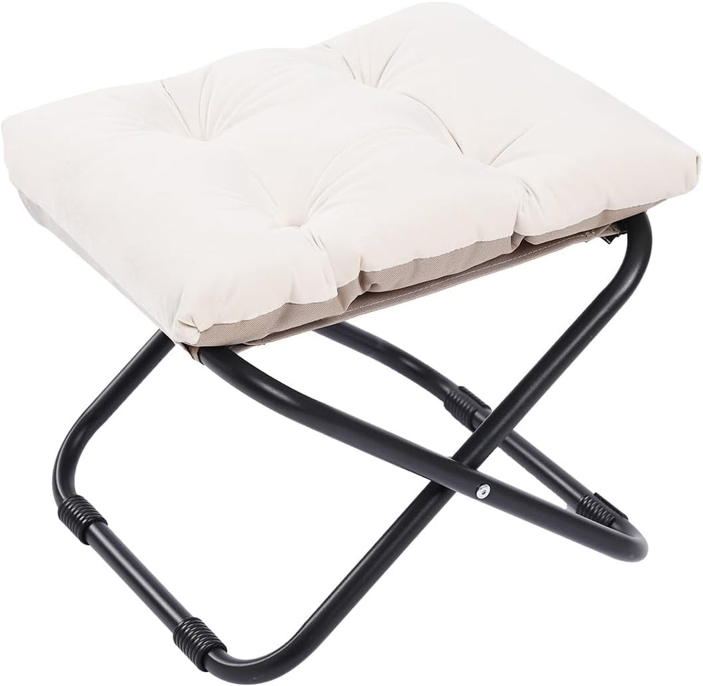 LITA Folding Ottoman, Upholstered Folding Foot Rest Stool for Living Room