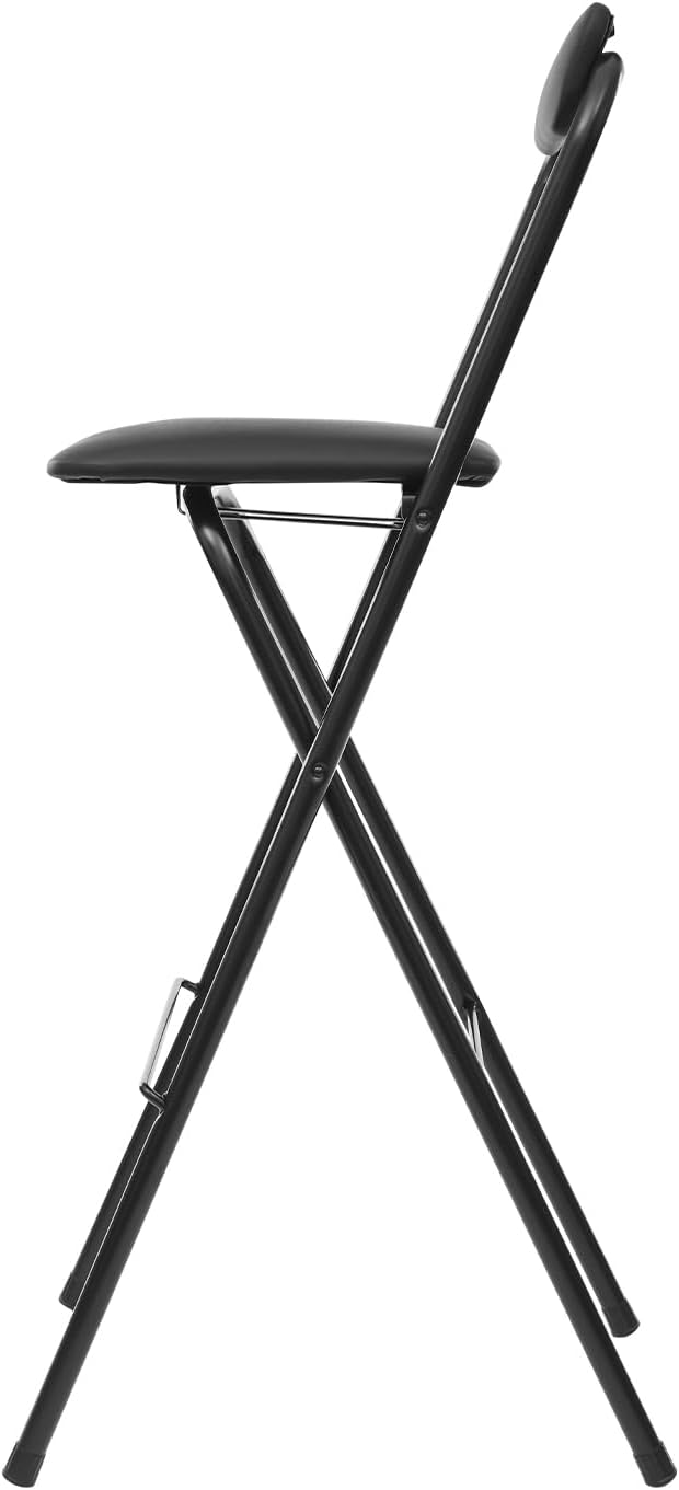1Pcs Folding Counter Height Bar Stool w/Back,27.5" Cushioned Portable Stool