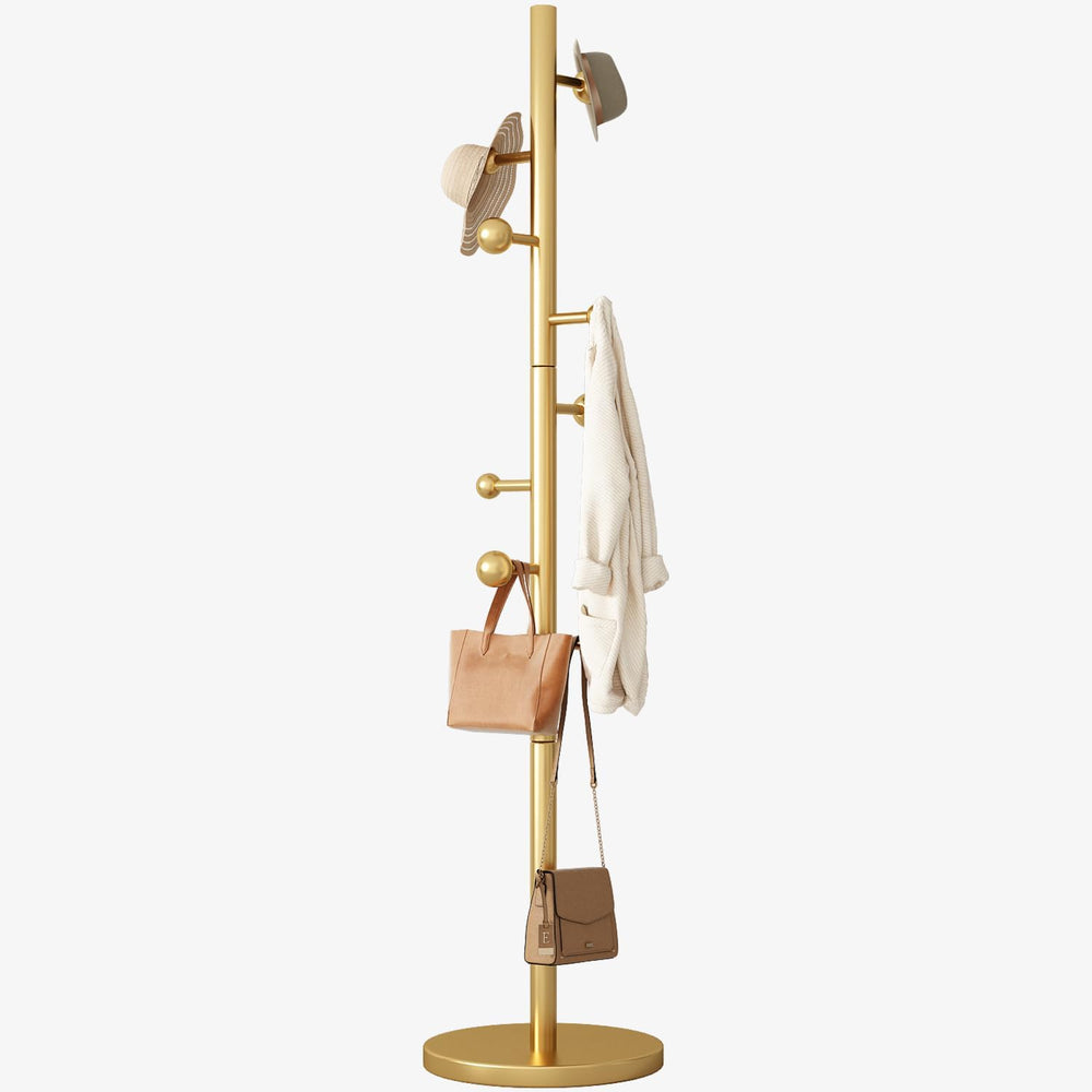 Coat Rack Freestanding Coat Tree with 8 Hooks Coat Hanger Stand,Gold