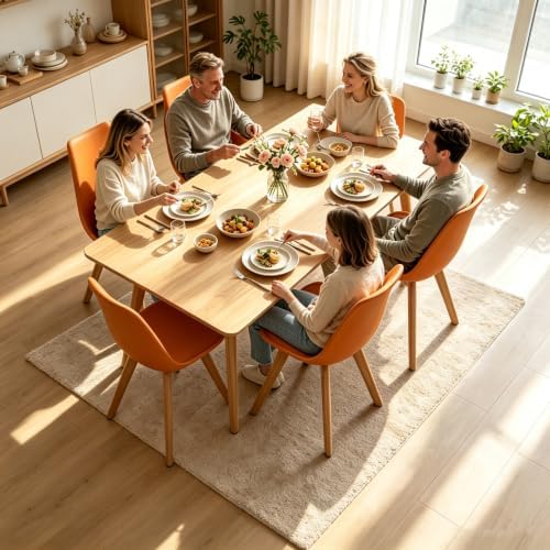 Dining Chairs Set of 4, Modern Leather Kitchen Chairs with Wood Legs