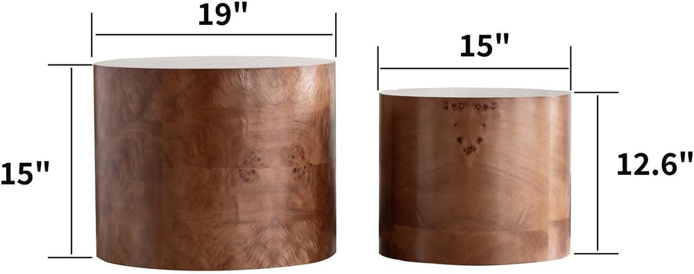 Nesting Coffee Table Set of 2 Modern Round Coffee Table and End Table Set