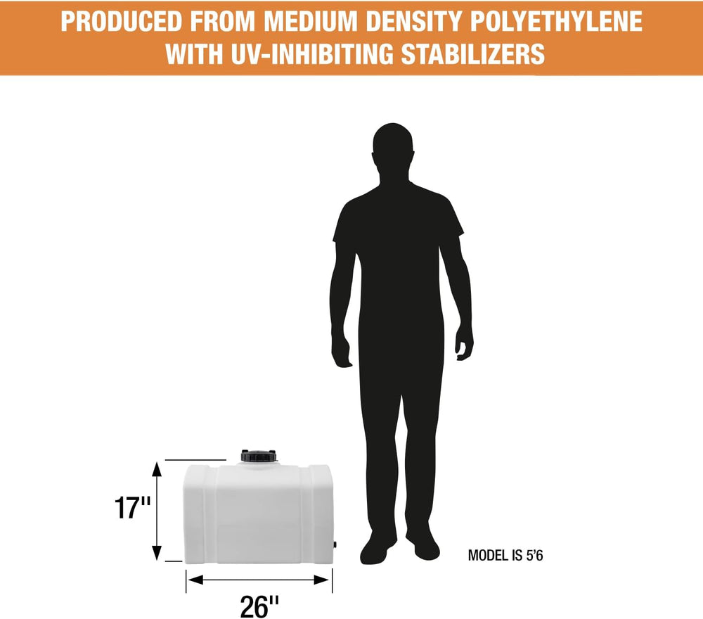 RomoTech 82123899 26 Gallon Square Polyethylene Water Storage Tank