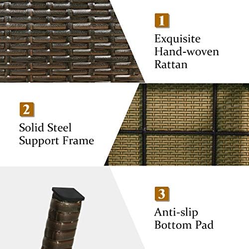 Tangkula Outdoor Folding Wicker Side Table