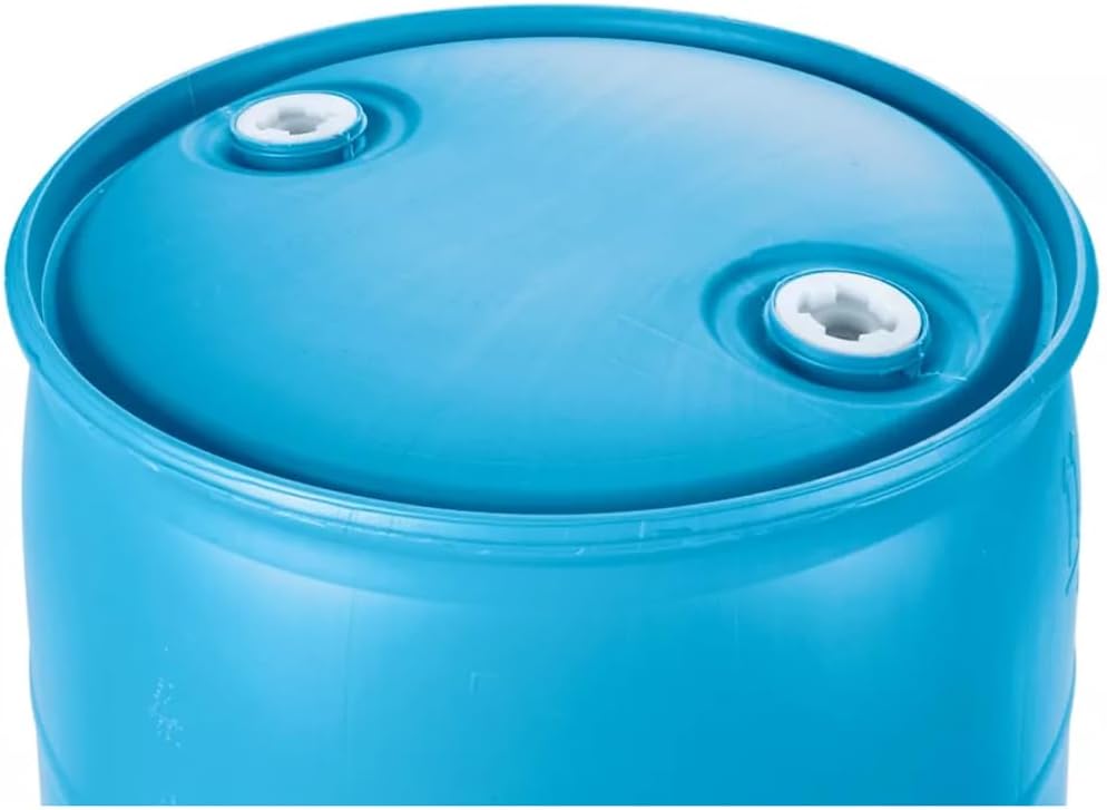 Bushman 55 Gallon Plastic Drum, Stackable Industrial Storage Barrel, Blue