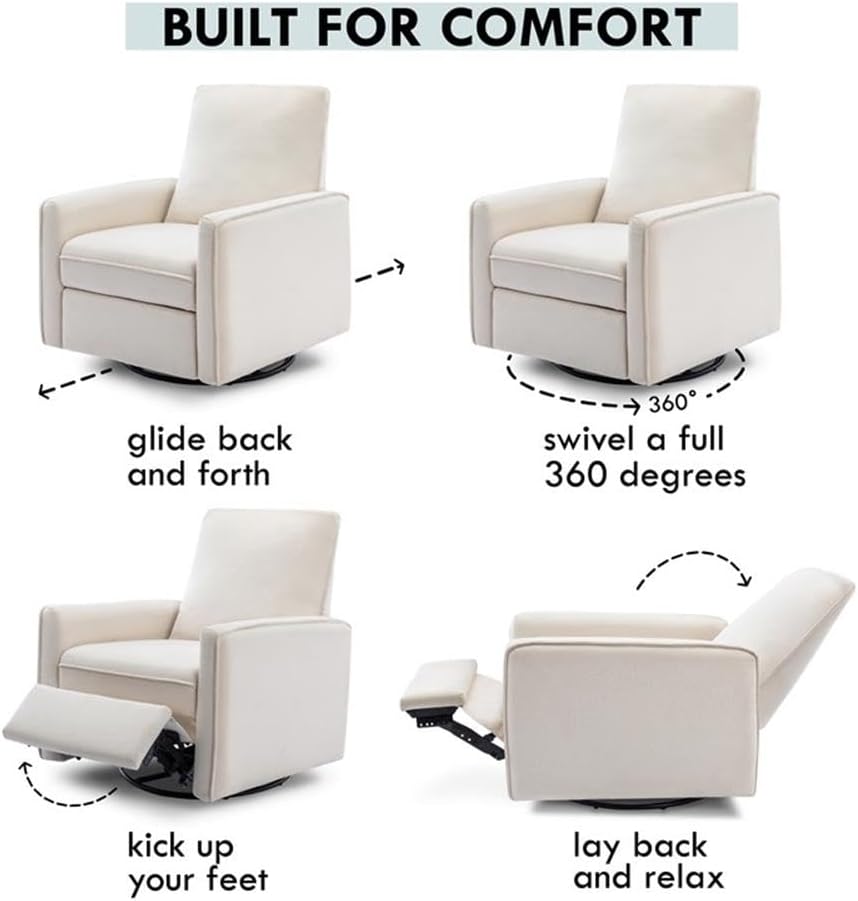 DaVinci Penny Swivel Glider Recliner, Performance Cream Eco-Weave