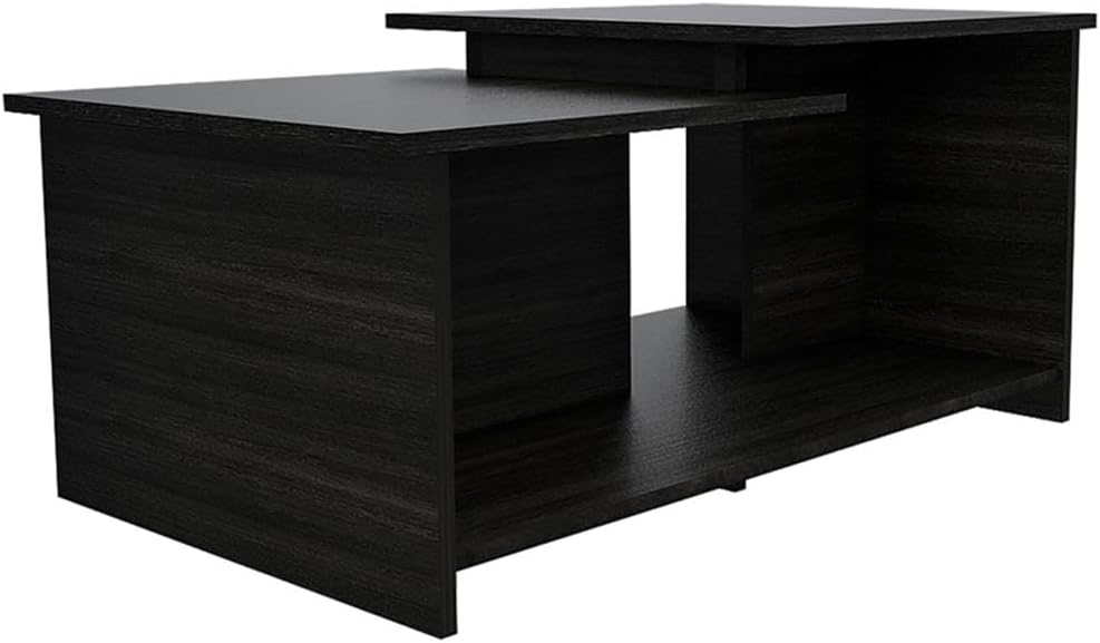 Pemberly Row 2-Piece Living Room Set, Bar Cart and Coffee Table, Espresso-Finished Wood, Compact Design with Storage, Wine Rack, Shelves, Casters, for Living Room, Dining Room, or Kitchen Use