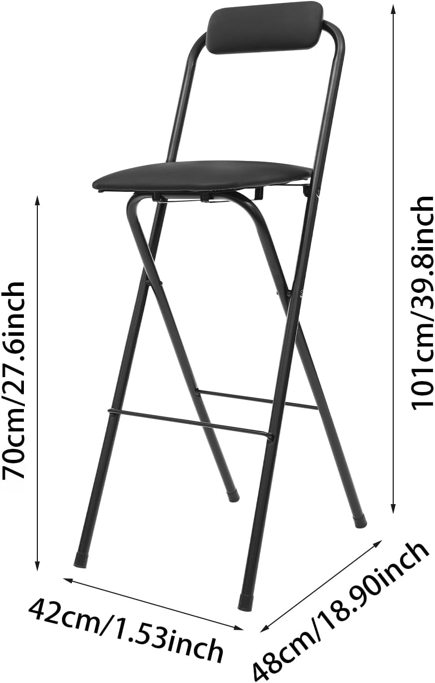 1Pcs Folding Counter Height Bar Stool w/Back,27.5" Cushioned Portable Stool