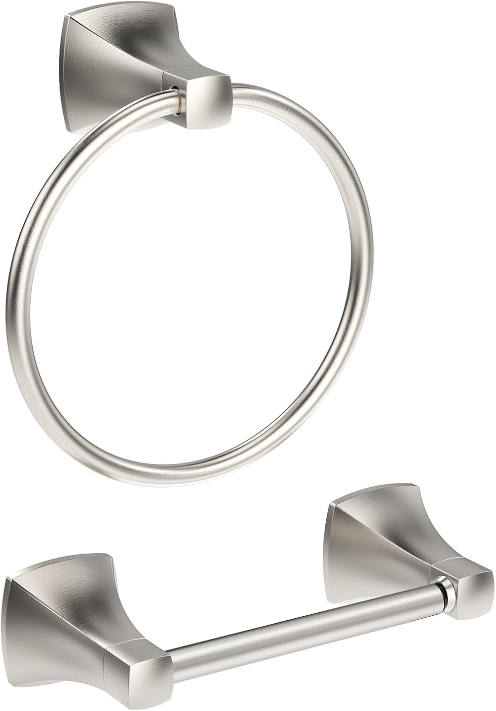Bathroom Hardware Set 2 Pieces Toilet Paper Holder and Towel Ring Wall Mounte...