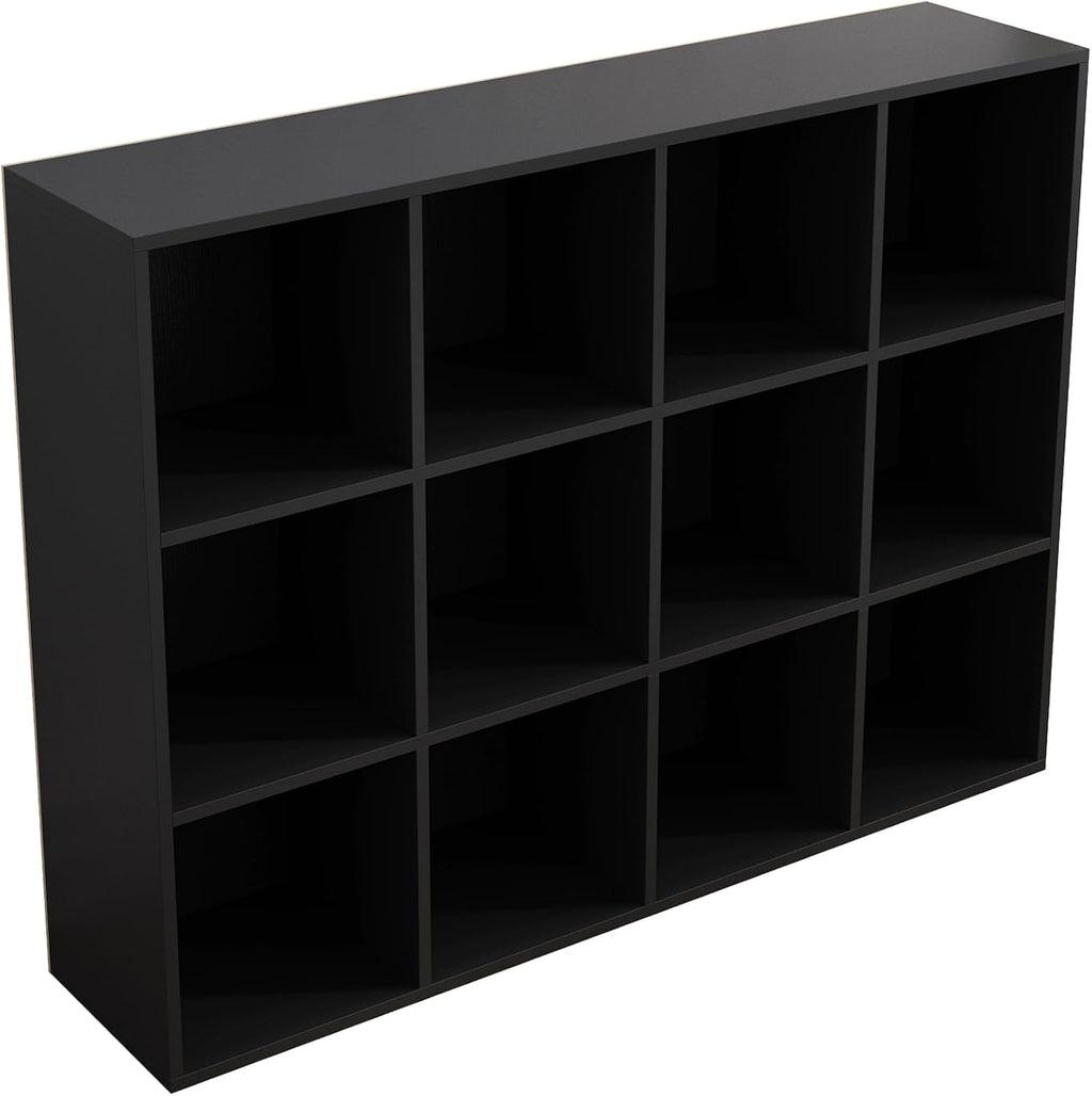 OSCHF 12-Cube Storage Shelf Bookcase, Black