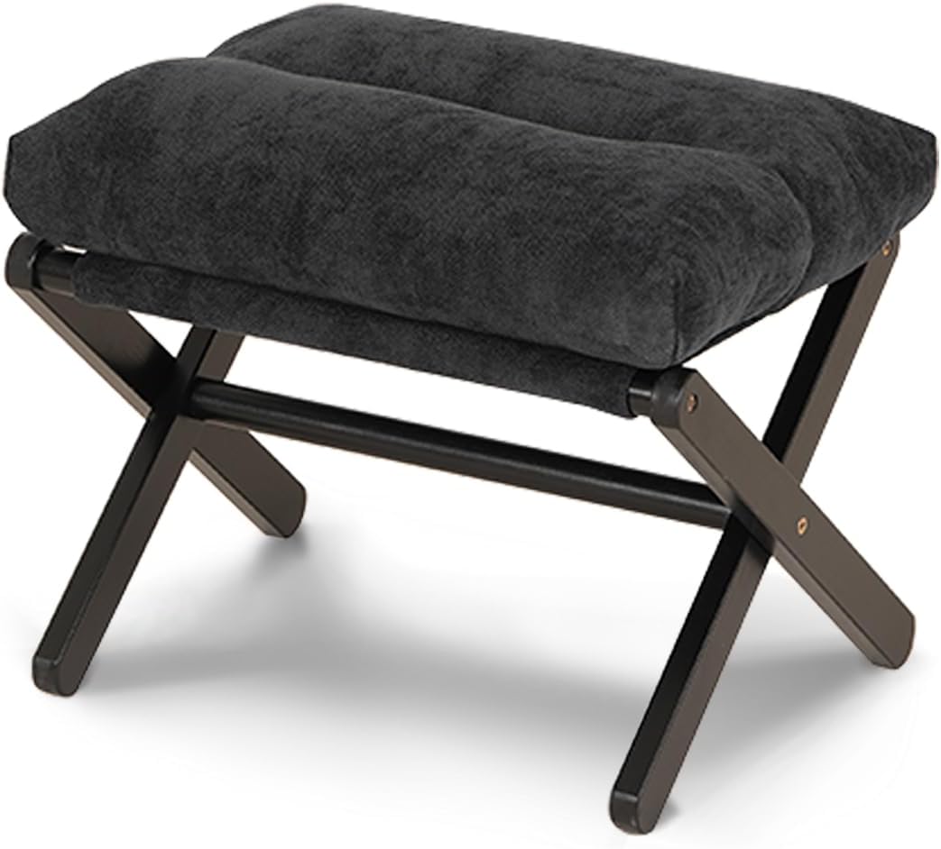 Baveke Foldable Ottoman Foot Rest for Chair, Small Foot Stools Ottoman for Home Decor, Space-Saving Foot Rest for Couch Living Room, Bedroom, Entryway（Black）