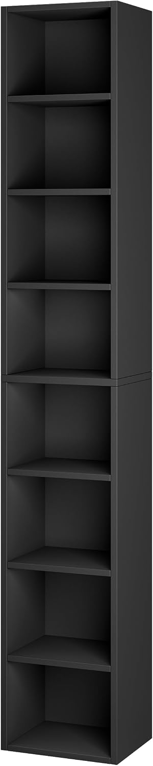 Bamjoy 71 Inches Tall Narrow Bookcase, 8-Tier Slim CD DVD Media Tower Rack, C...