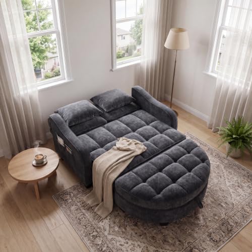 ERYE Chenille Tufted Loveseat Sofa and Ottoman Set