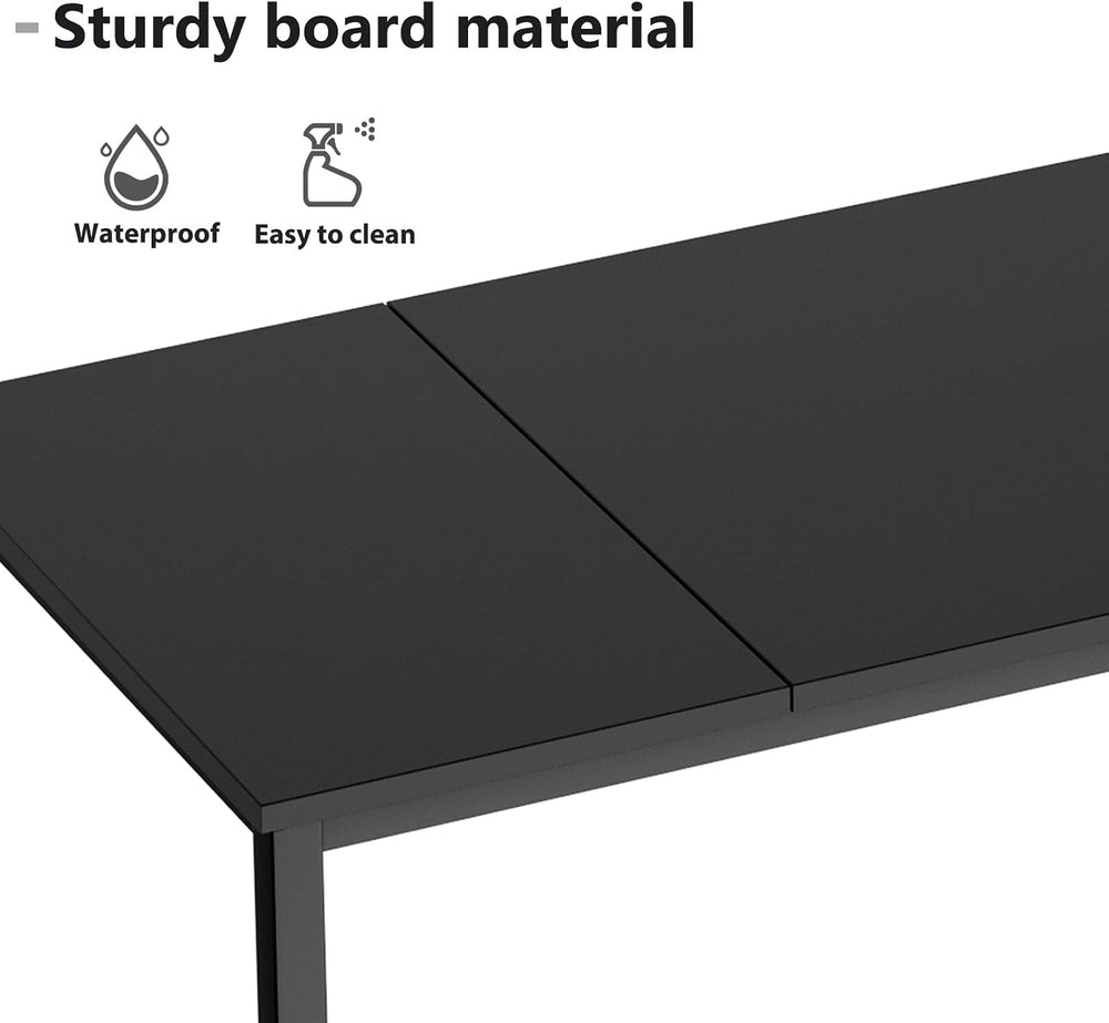 DlandHome 71 inches Large Computer Desk, Black, Metal Frame, 23.6 in Wide