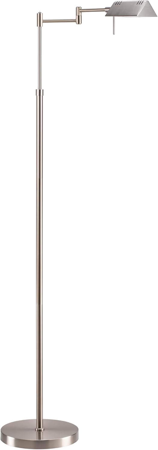 O'Bright Brook Adjustable Dimmable LED Pharmacy Floor Lamp, Brushed Nickel