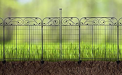 1 Pack 44 Inches x 36 Inches Black Coated Steel Decorative Garden Fence Gate ...