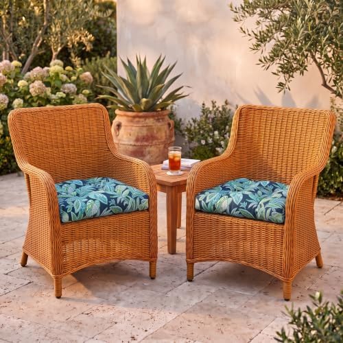 RSH DECOR Tufted U-Shape Wicker Set of 2, 22” x 22,” Outdoor Chair Cushions f...