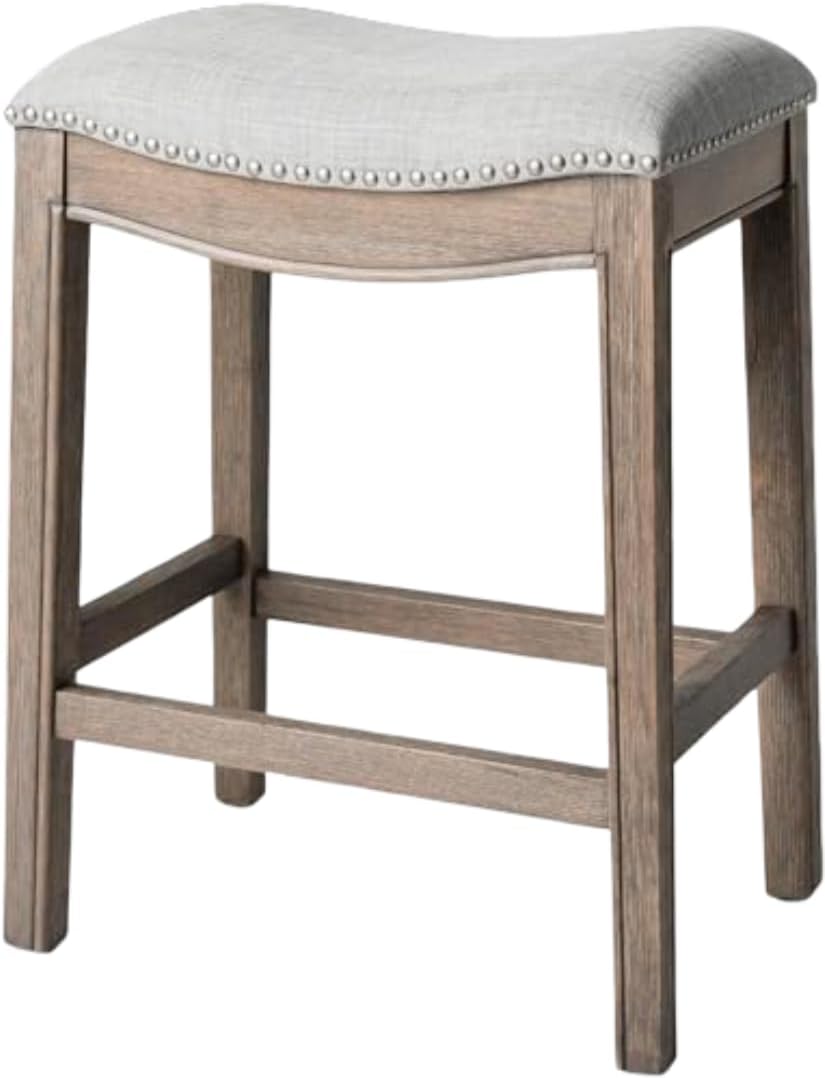 Maven Lane Adrien Backless Counter Stool, Grey, 26"