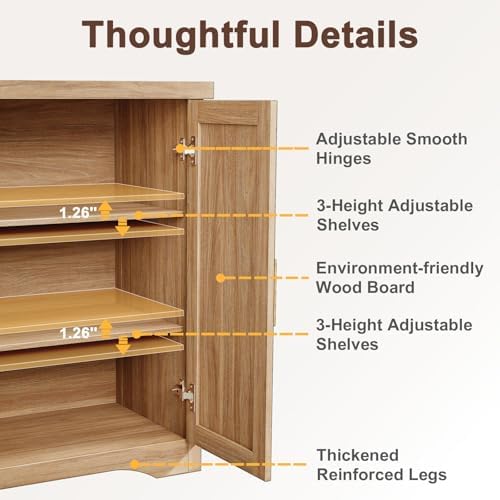 Memobarco 29" Fluted Sideboard Buffet Cabinet with Storage,Natural Oak