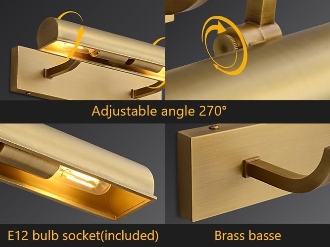 18 inch Hardwired Picture Light Brass Picture Light for Wall