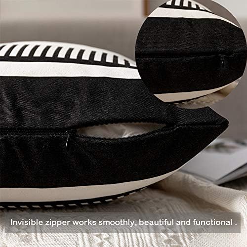 Decorative Striped Throw Pillow Cover 26x26 Inch Black White & Brown