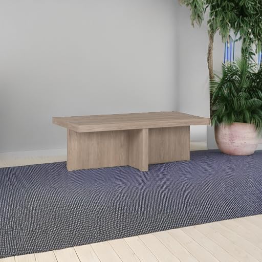 Henn&Hart 44" Scandinavian Coffee Table, Weathered Gray