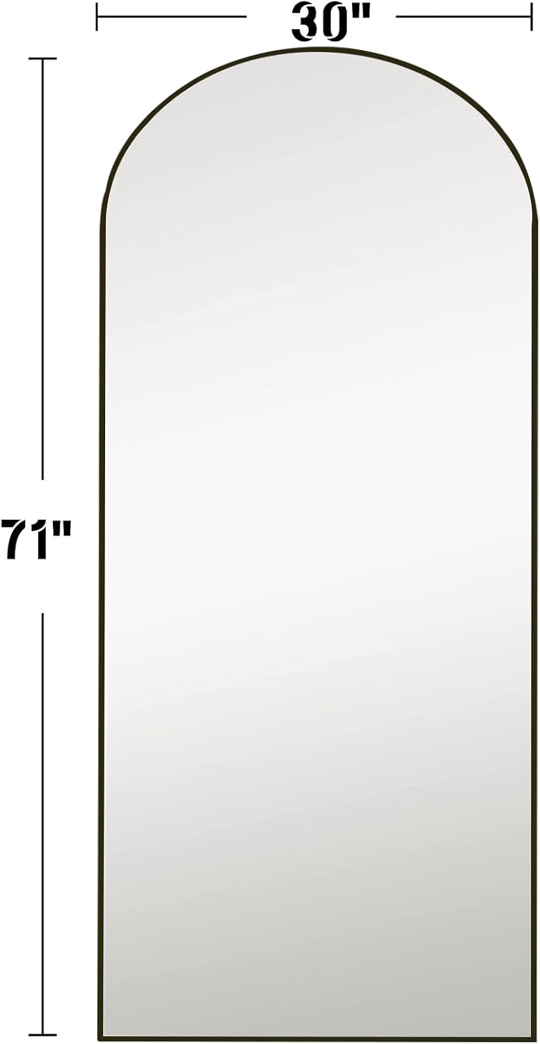 Full Length Mirror, 71"x30" Large Arched Standing Floor Mirror(Black)