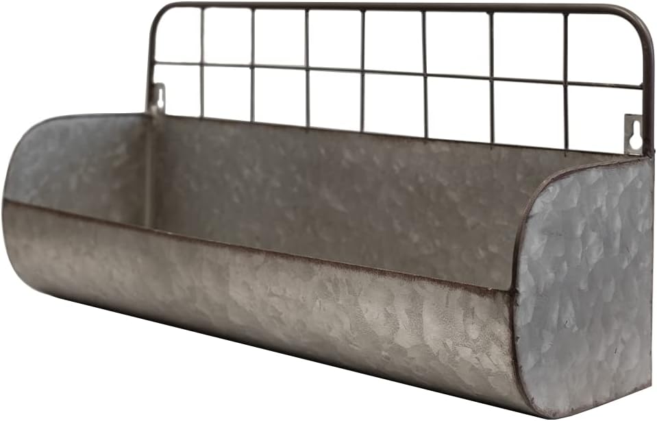 VILLAGE GIFT IMPORTERS Rustic Farmhouse-Style Wall Shelf, Full Metal Construc...