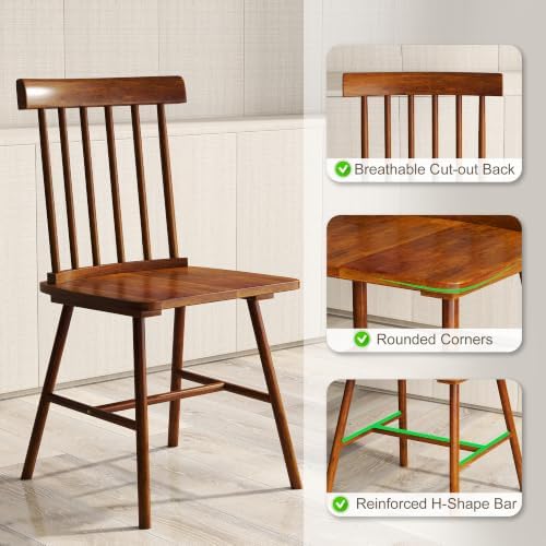 HOMCOM Windsor Dining Chairs Set of 2 Spindle Backrest Light Brown
