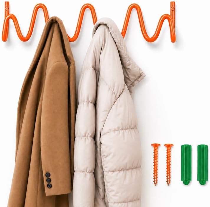 Coat Rack Wall Mount, Modern Wave Metal Wall Hooks