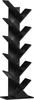 10 Tier Tree Book Shelf, Floor Standing Wood Bookshelf for Narrow Space
