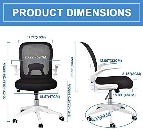 IPKIG Foldable Office Chair - Home Office Desk Chairs with Wheels and Flip-Up...