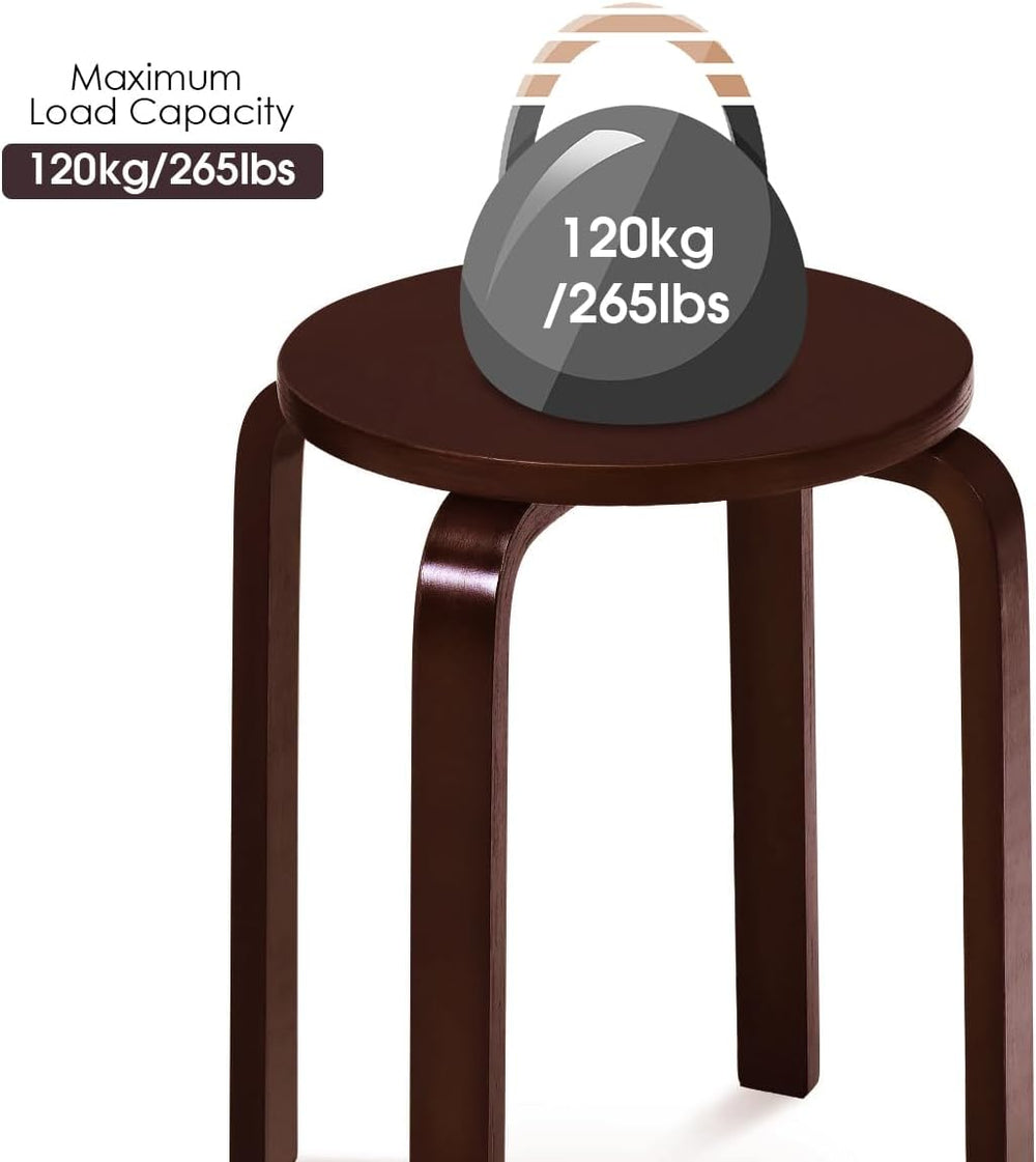 COSTWAY Stackable Bentwood Stools Set of 4, 18in Backless Round Chairs