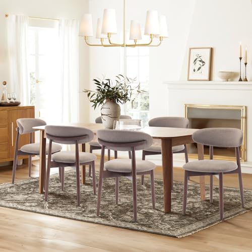 COLAMY Wooden Dining Chairs Set of 2, Upholstered Kitchen Side Chair, Camel