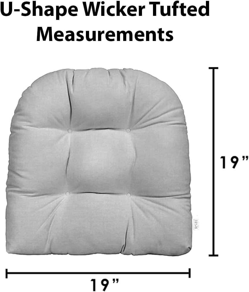 RSH DECOR Tufted U-Shape Wicker Set of 2, 19” x 19,” Outdoor Chair Cushions f...